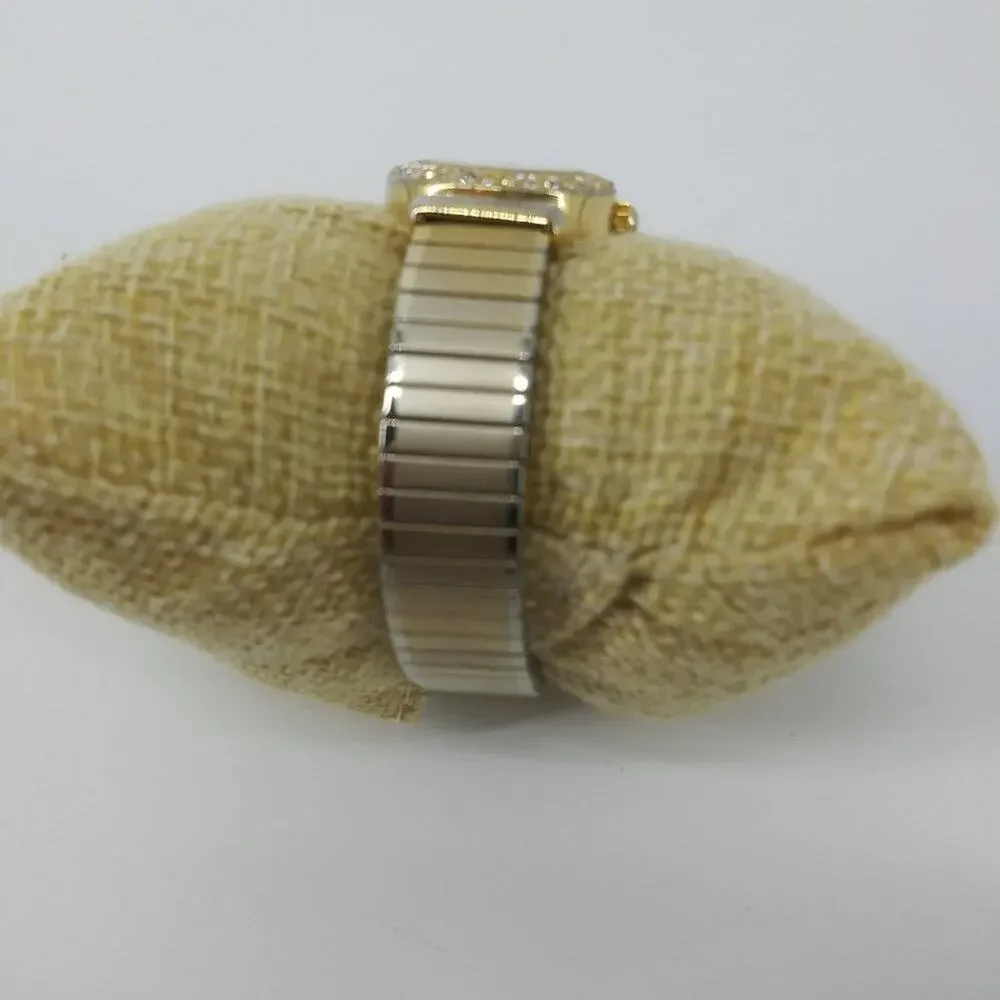Vintage Milan Womens Gold Tone Stretch Bracelet Wristwatch with Rhinestones